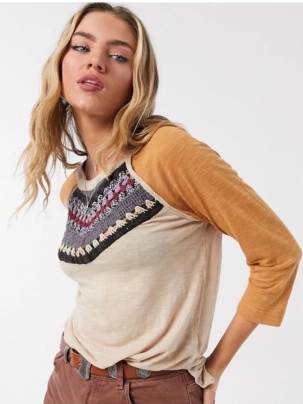 We The Free Spring Bound Crochet Raglan Top